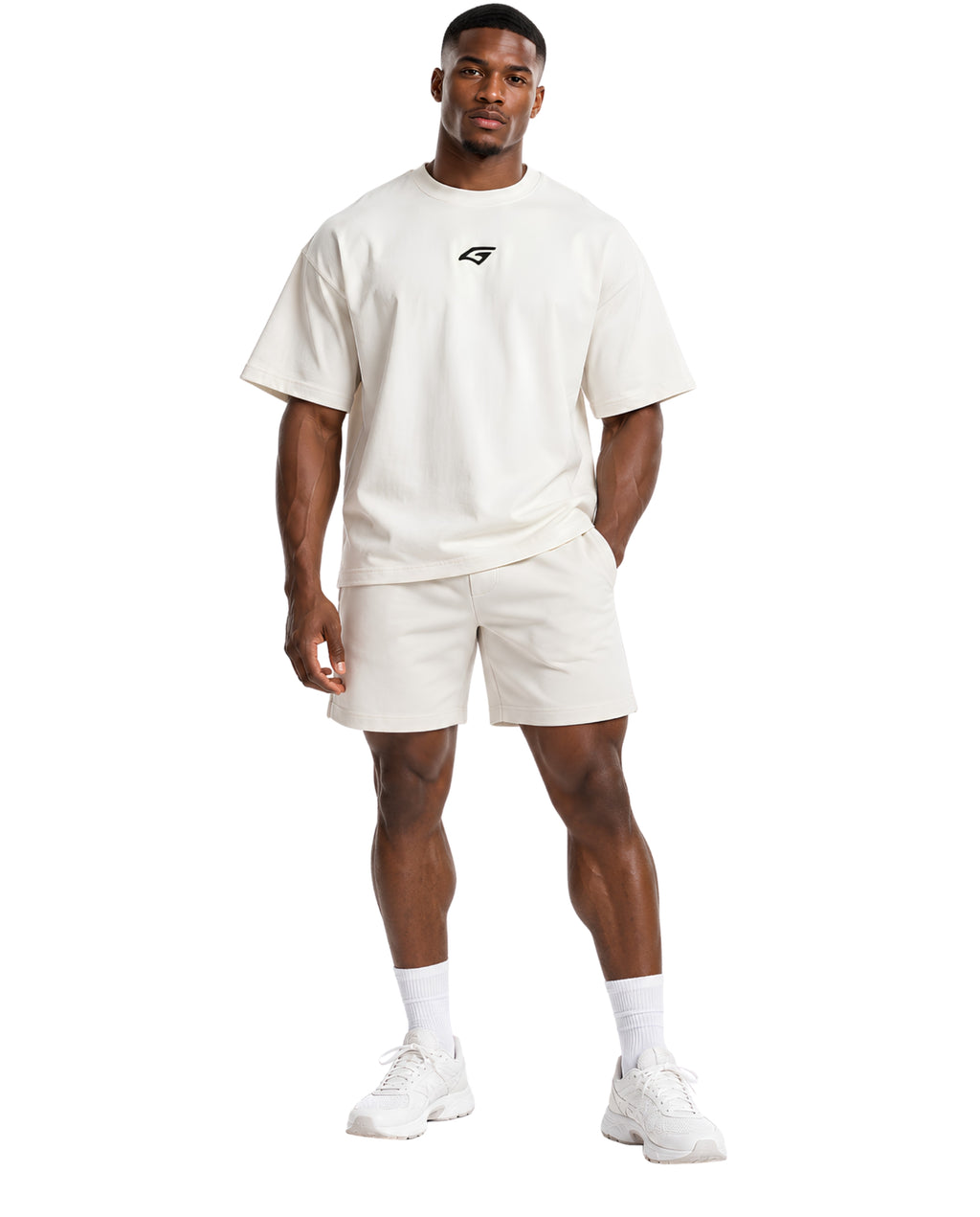 WhiteMentalityTeeMaleModel2FrontFullBody