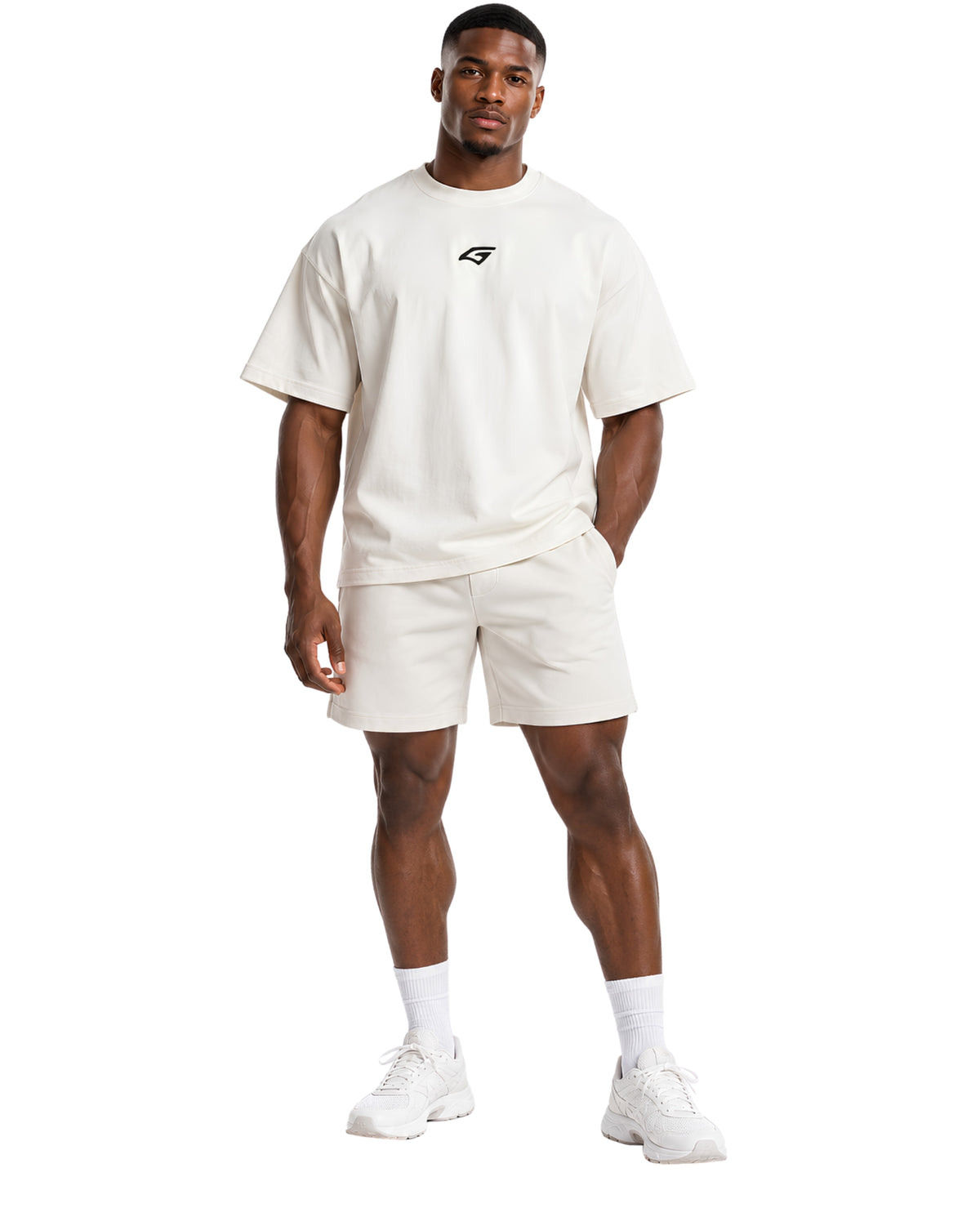 WhiteMentalityTeeMaleModel2FrontFullBody