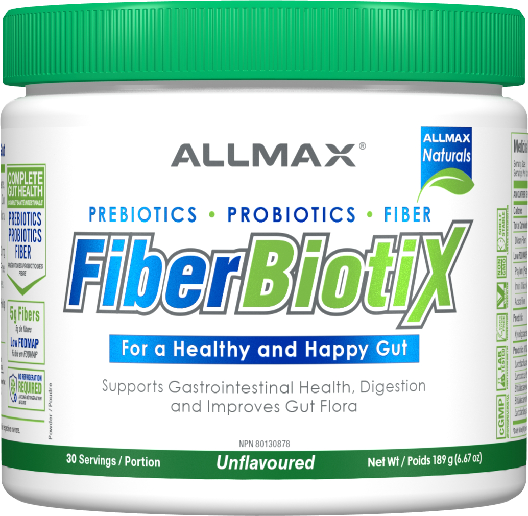 ALLMAX FiberBiotiX – Prebiotics, Probiotics & Fiber (189 g, Unflavored)