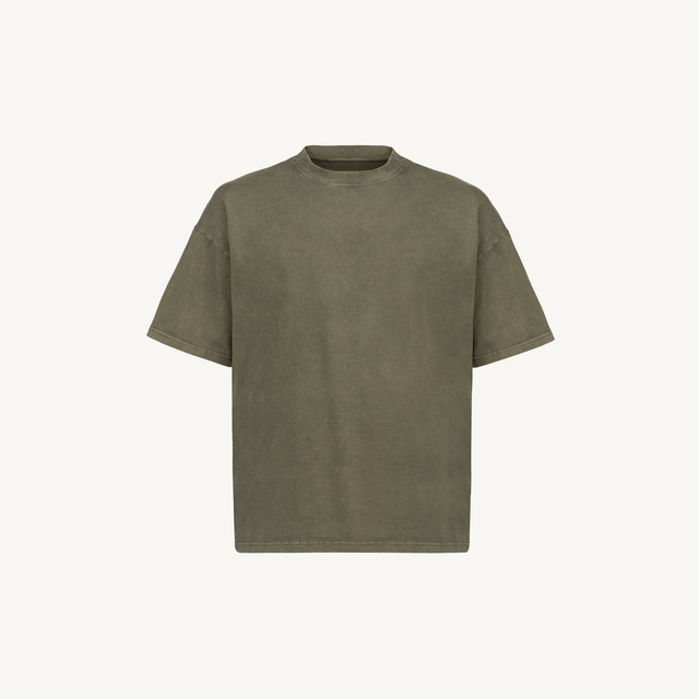 Vintage Olive Oversized Boxy Tee-2