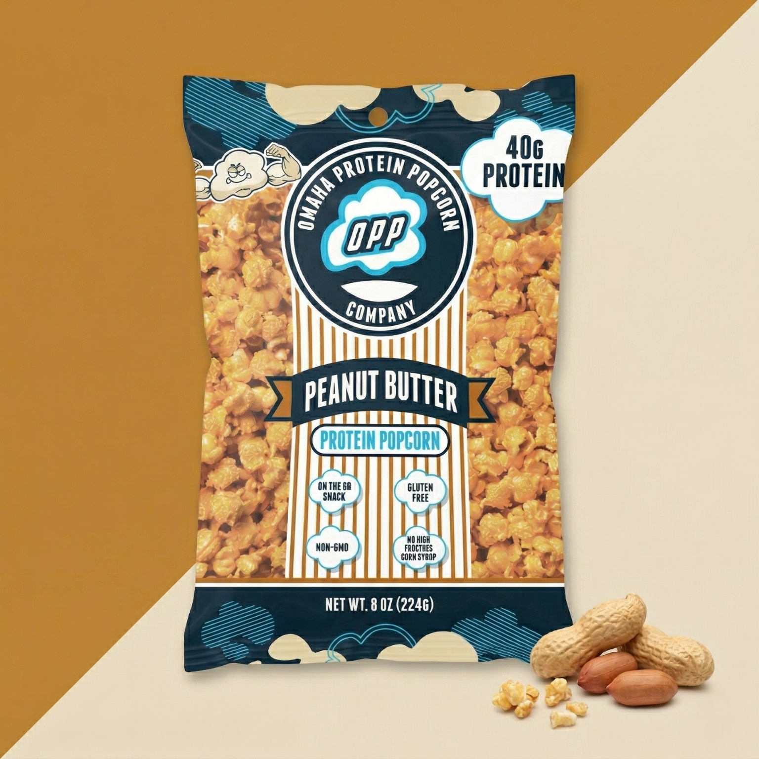 Omaha Protein Popcorn LARGE (224g) Peanut Butter