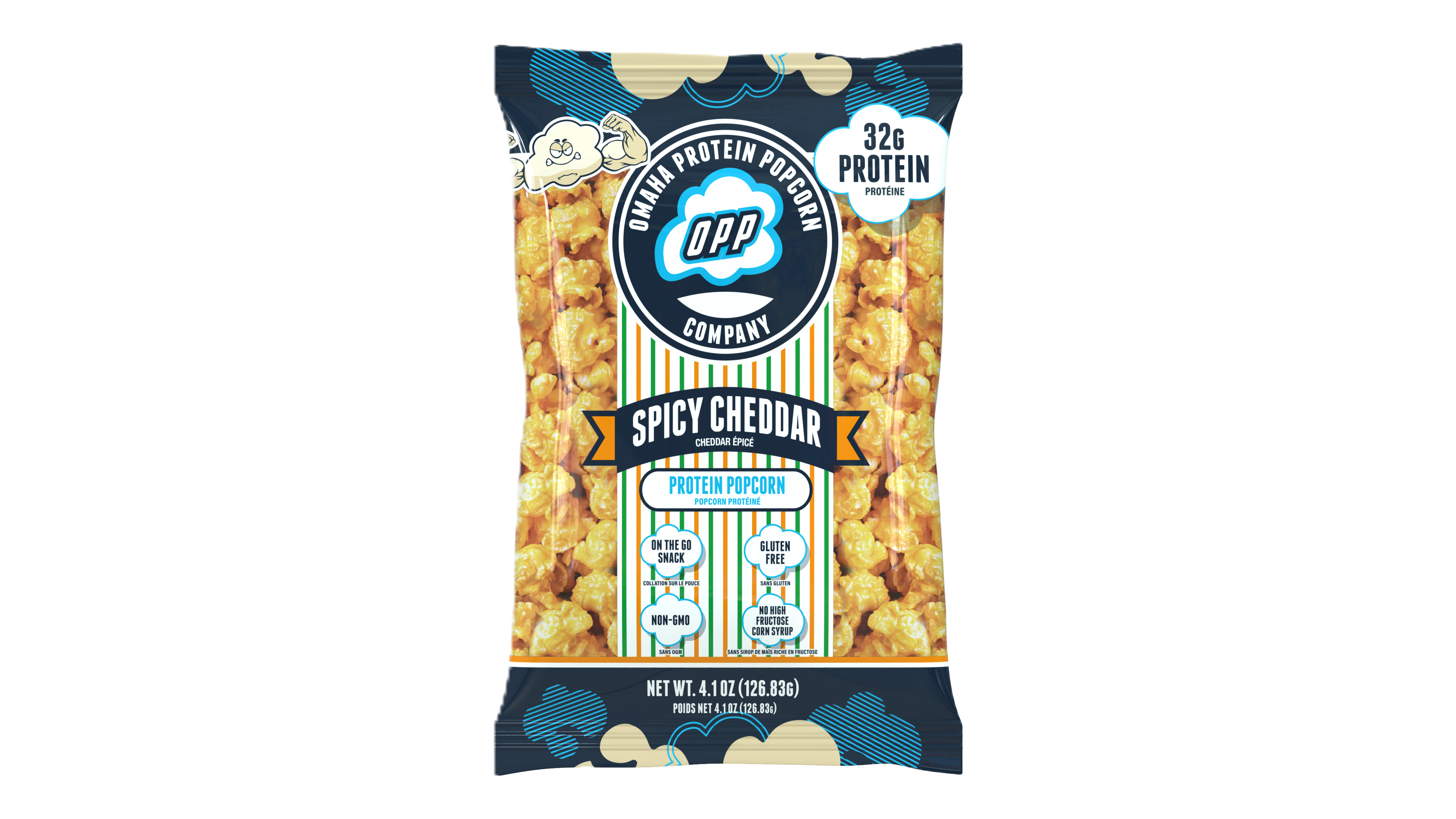 Omaha Protein Popcorn LARGE 124 g – Spicy Cheddar
