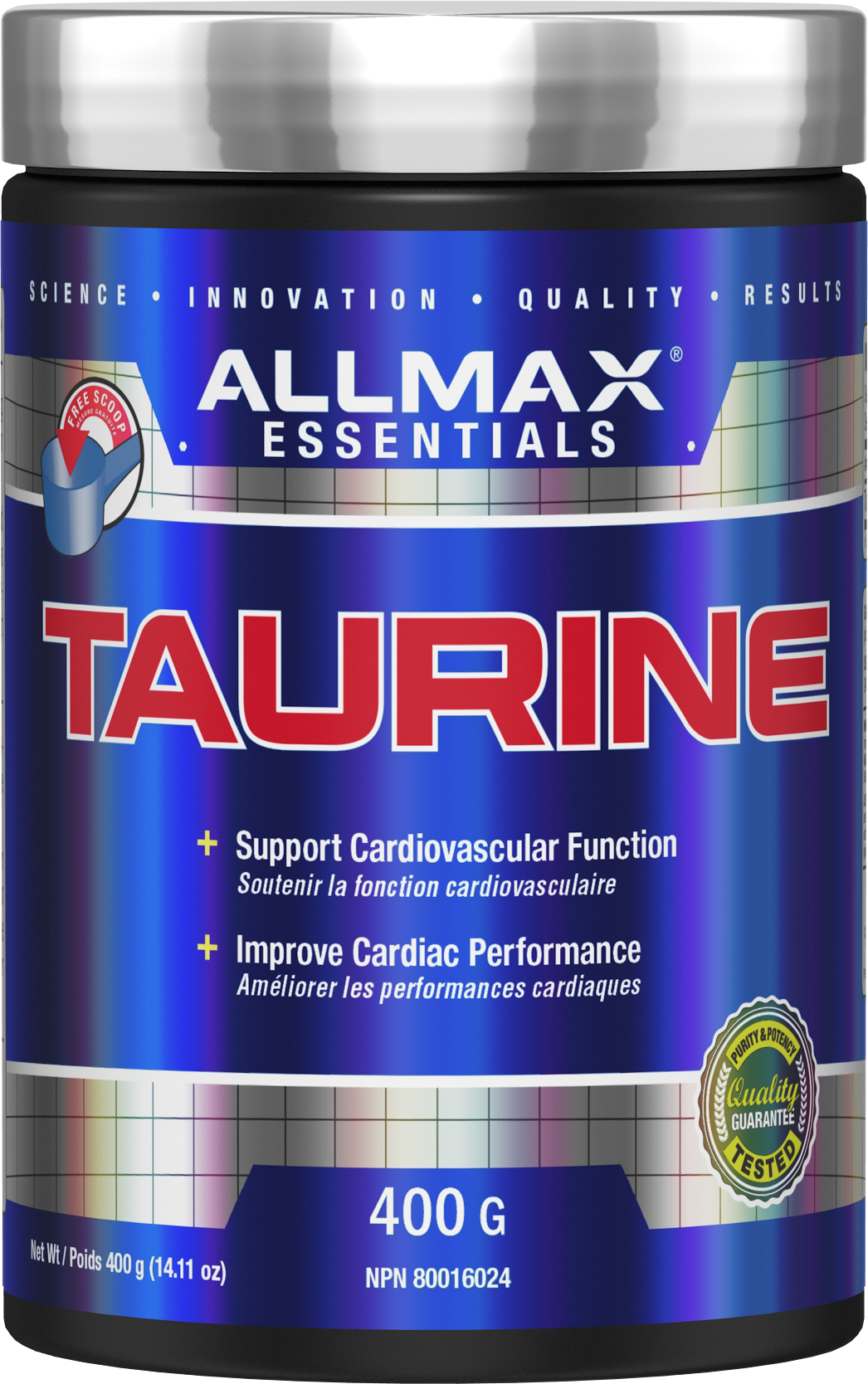 Allmax Taurine 400 g – Pure Taurine Powder for Muscle Performance, Hydration & Recovery